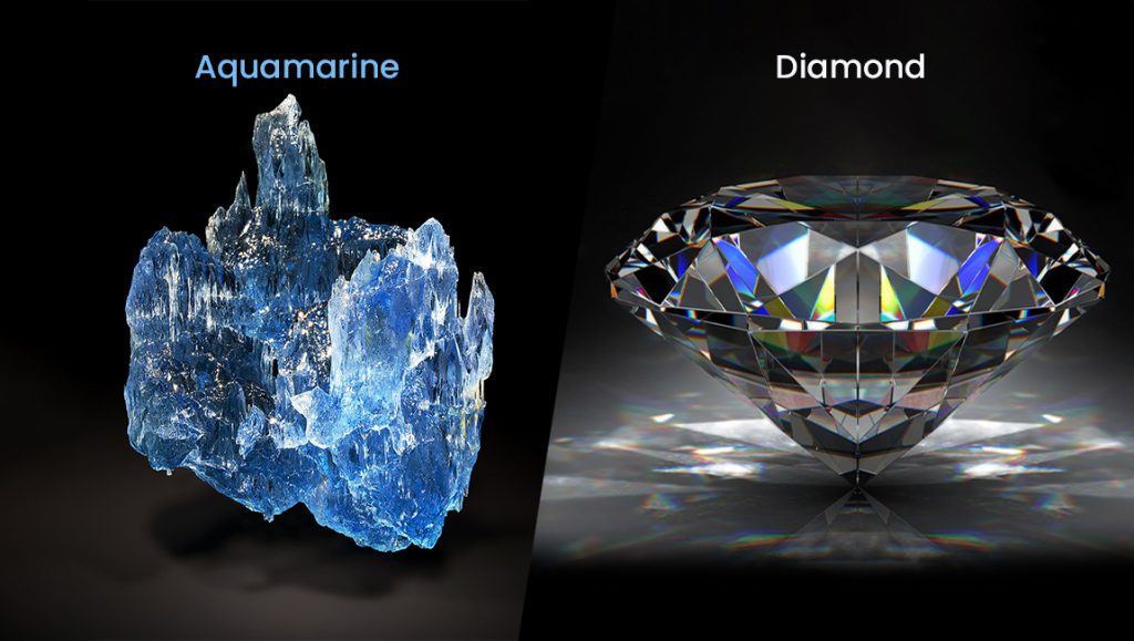 aquamarine vs diamond - what is the difference