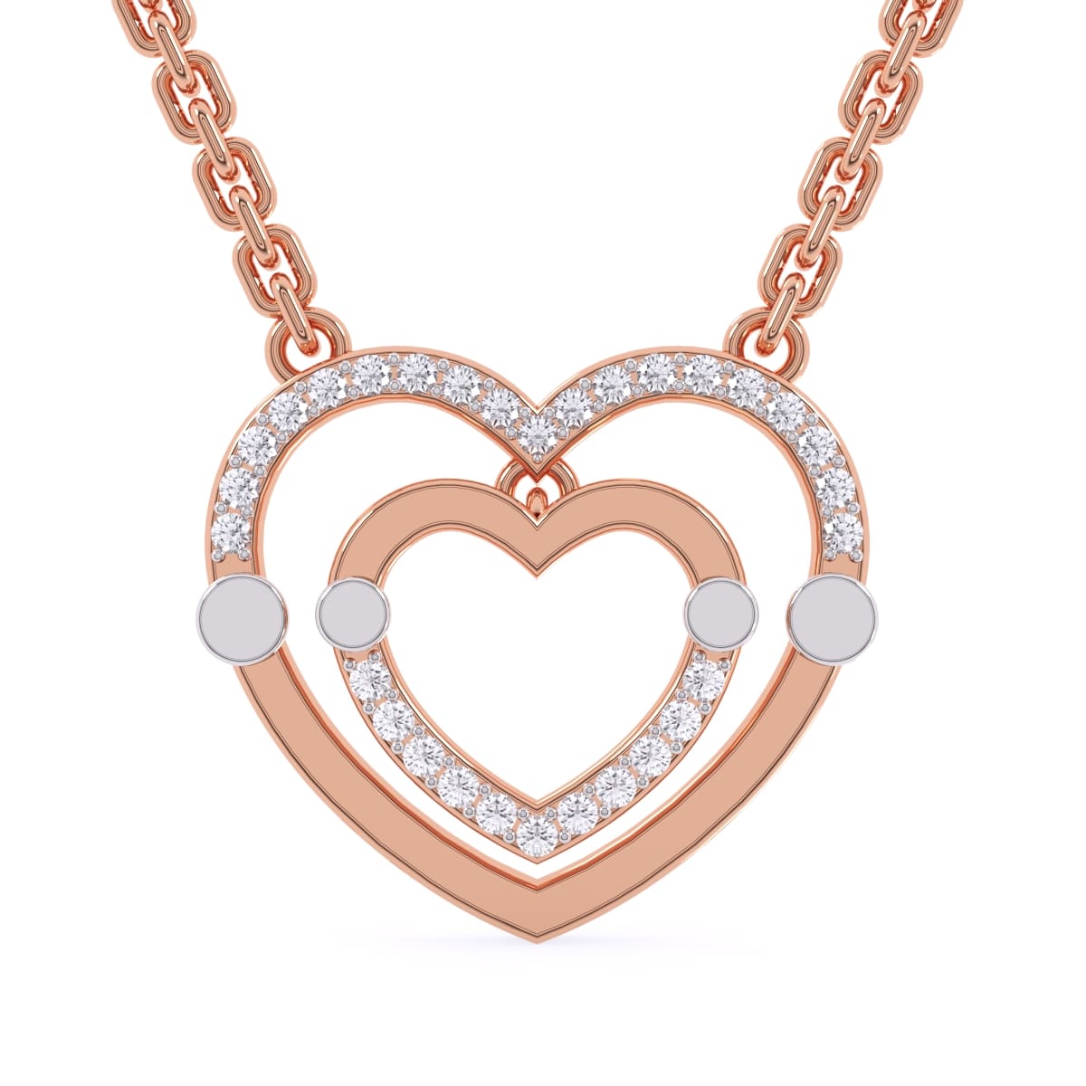 9ct White Gold Diamond Double Heart Pendant | Goldmark (AU)