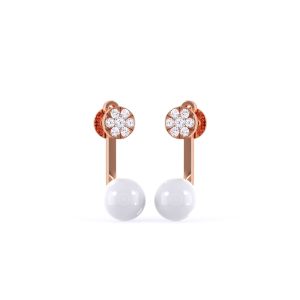 Snow Diamond Pearl Drop Earrings