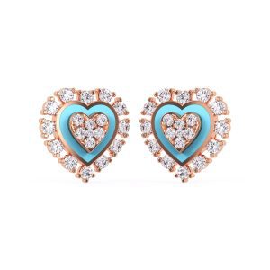 Lovely Heart Shape Diamond Studs Earrings