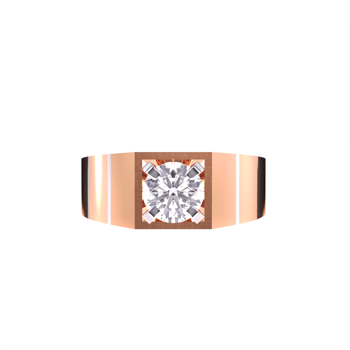Mens Modern 925 Sterling Silver 3.0 Carat Princess Champagne Diamond Ring  G1123-925SSCHD | Art Masters Jewelry