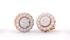 Round Diamond Flower Style Wedding Earrings